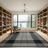 Geometric Modern Black White Buffalo Check Woven Area Rug