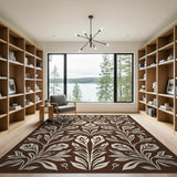 Elegant Floral Brown Vintage Area Rug