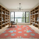 Pink Paw Print Kids Area Rug