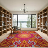 Vibrant Sun Mandala Area Rug