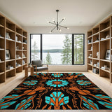 Teal Orange Mandala Heritage Rug