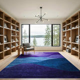 Layered Purple Wave Abstract Area Rug