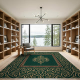 Regal Emerald Green Ornate Persian Rug