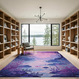 Purple Moonlit Sakura Fantasy Area Rug