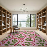 Festive Pink Holly Leaf Gold Bauble Rug
