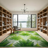 Green Vibrant Green Fern Leaf Area Rug