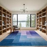 Geometric Blue Teal Modern Area Rug