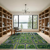 Isometric Green Metropolis Area Rug