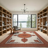 Terracotta Medallion Cream Area Rug