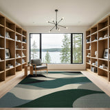 Blue and Teal Wave Geometric Area Rug