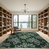 Emerald Green Foxglove Berry Floral Rug