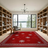 Red Snowflake and Autumn Leaf Area Rug