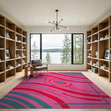 Abstract Pink Swirl Area Rug