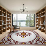 Ornate Maroon Gold Persian Medallion Rug