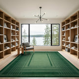 Green Emerald Green Geometric Grid Frame Rug