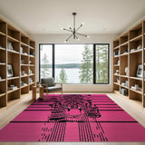 Bold Pink Tiger Face Area Rug
