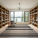 Black Grey Beige Striped Area Rug