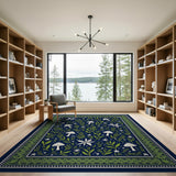 Whimsical Navy Mushroom Star Area Rug