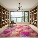 Plush Multi-Color Hearts Faux Fur Area Rug