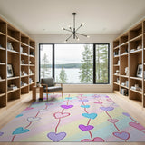 Cascading Pastel Hearts Area Rug