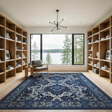 Traditional Persian Blue and Teal Navy Blue Traditional Persian Area Rug
