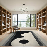 Modern Black White Abstract Geometric Area Rug