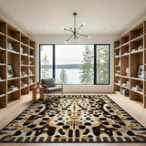 Brown Tan Geometric Leopard Area Rug