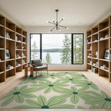 Oversized Green Daisy Floral Area Rug