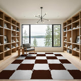Distressed Brown Checkerboard Area Rug