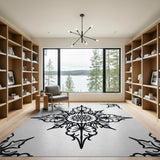 Exquisite Black White Mandala Area Rug