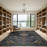 Navy Blue Heritage Tribal Area Rug