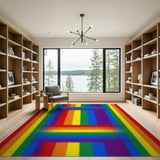 Rainbow Striped Geometric Area Rug