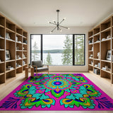 Multi-color and Patterns Vibrant Pink Boho Mandala Area Rug