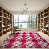 Geometric Modern Vibrant Pink Plaid Geometric Area Rug