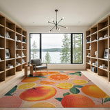 Vibrant Orange Citrus Fruit Pattern Rug