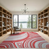 Abstract Area Red Wavy Abstract Area Rug