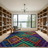 Vibrant Multi-Color Trellis Floral Area Rug