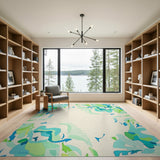 Abstract Teal Mint Area Rug