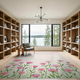 Blush Pink Daisy Meadow Area Rug