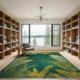 Golden Ferns on Emerald Area Rug