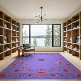 Purple Floral Border Vintage Area Rug