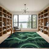 Green Waveform Geometric Area Rug