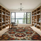Orange Protea Floral Mandala Rug
