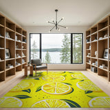 Fruit Pattern Zesty Lemon Slices Yellow Area Rug