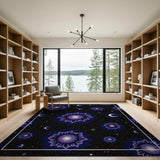 Purple Cosmic Floral Moon Star Rug