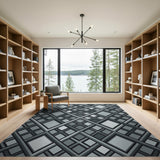Grey Geometric Interlock Diamond Area Rug