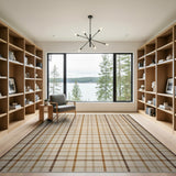 Brown and Tan Rustic Brown Tan Plaid Woven Area Rug