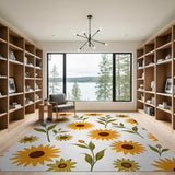 Floral Vintage Vibrant Sunflower Pattern Area Rug