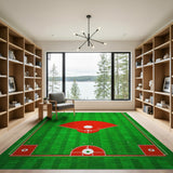 Kids Cartoon Green Baseball Diamond Field Area Rug