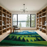 Serene Alpine Peaks and Pine Forest Rug